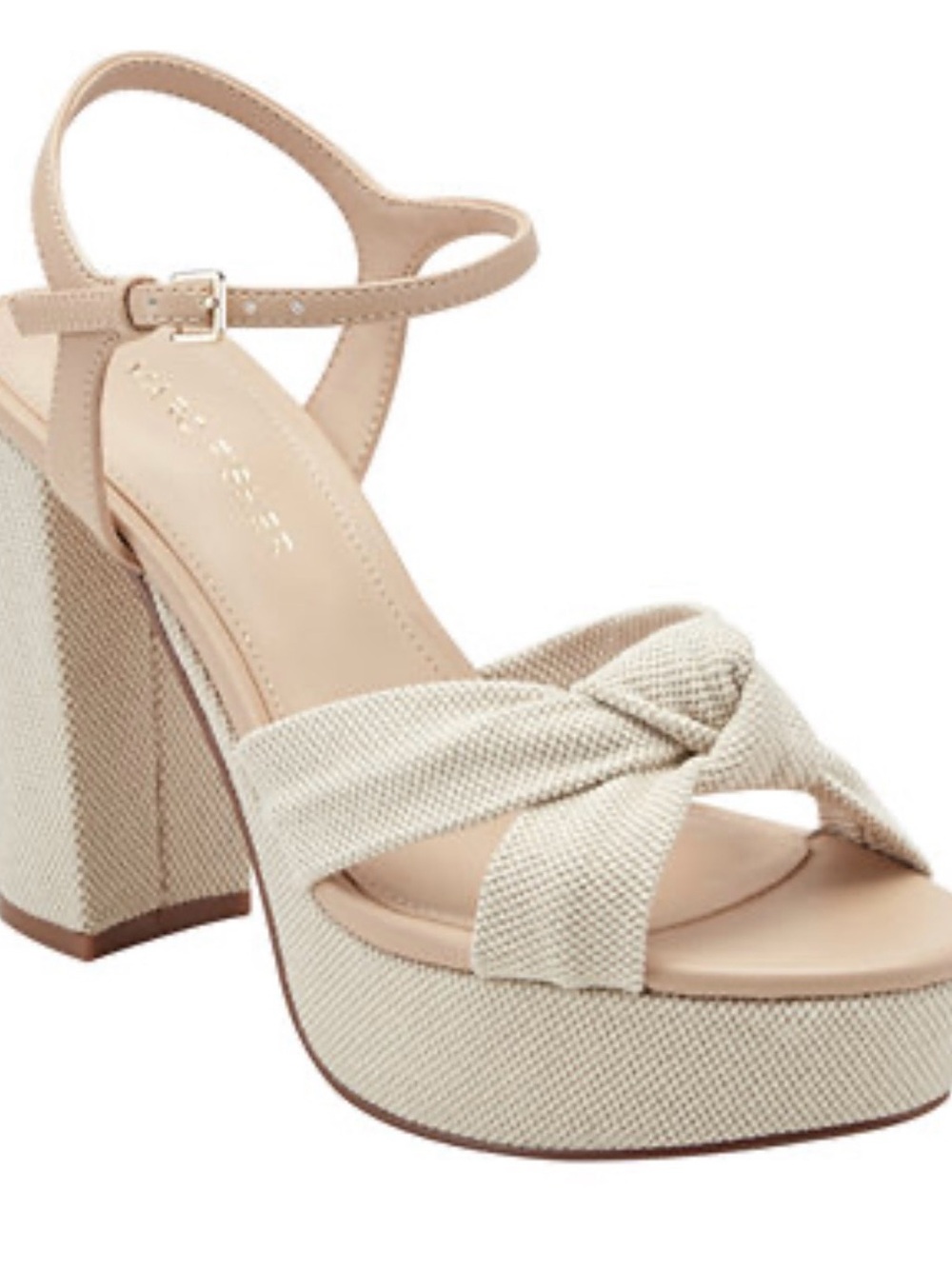 Marc Fisher Neutral Beige Knotted Platform Sandals